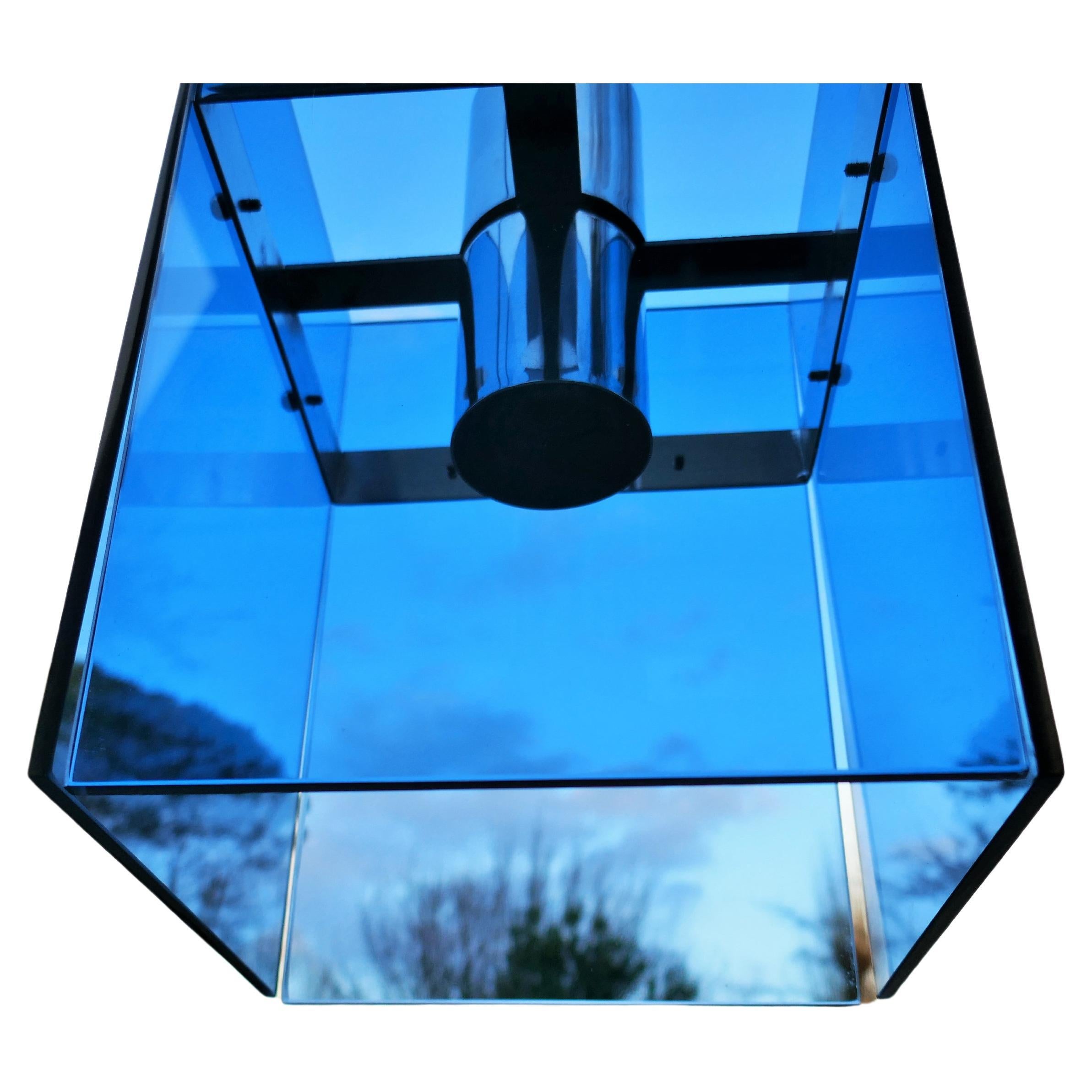 Steel Pendant lamp in the style of Fontana Arte Veca Cristal Art For Sale