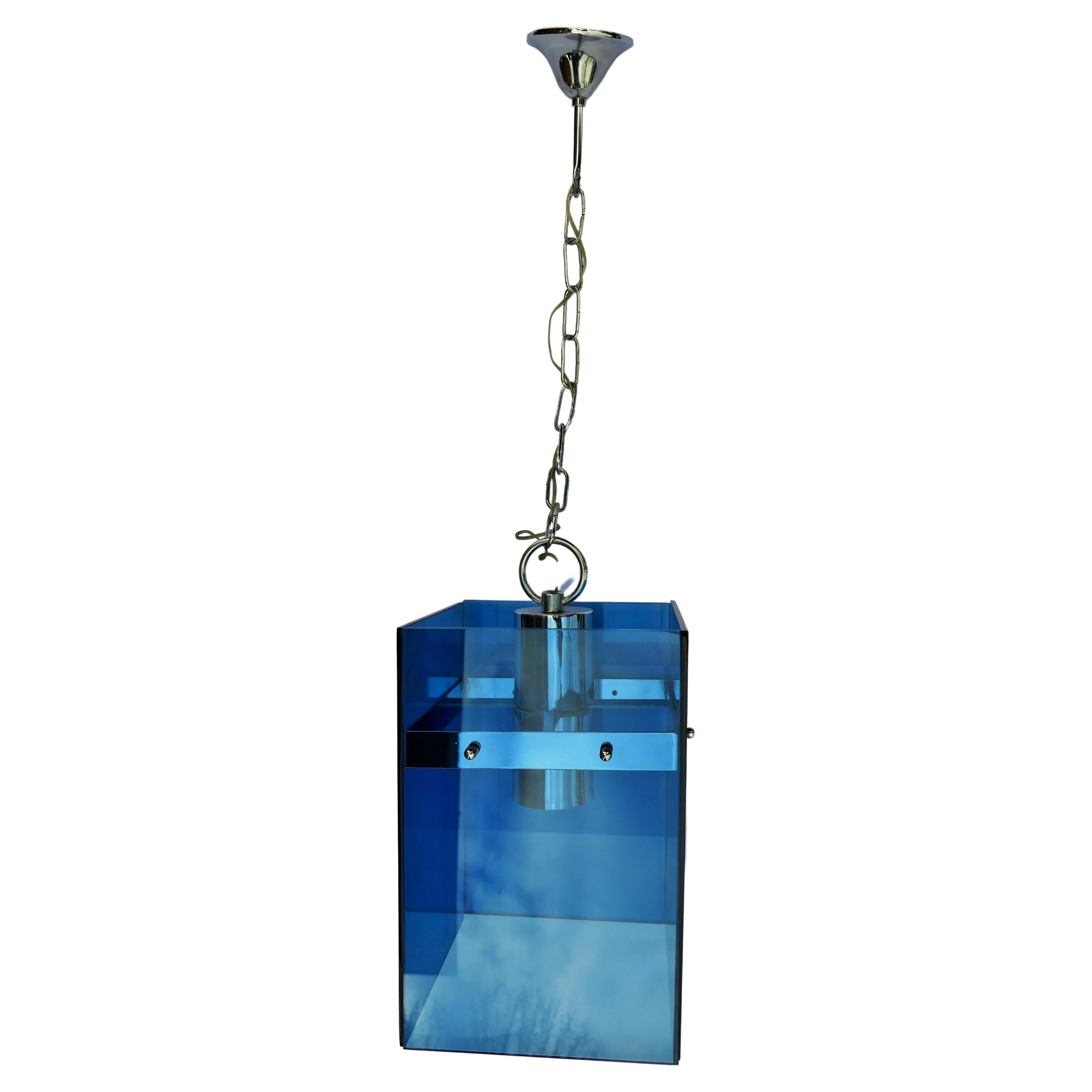 Lampe suspendue dans le style de Fontana Arte Veca Cristal Art en vente