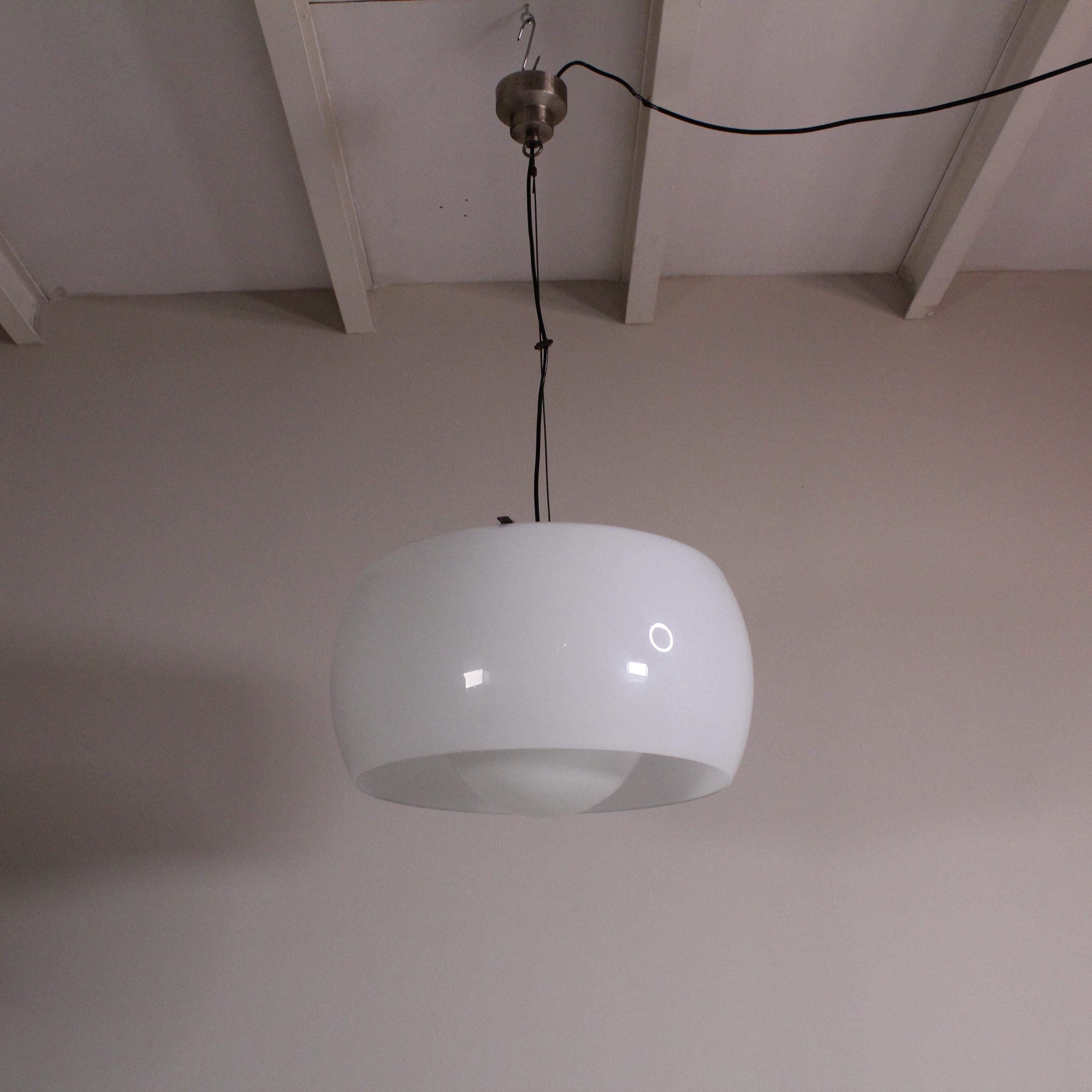 Steel Omega pendant lamp, Vico Magistretti, Artemide For Sale