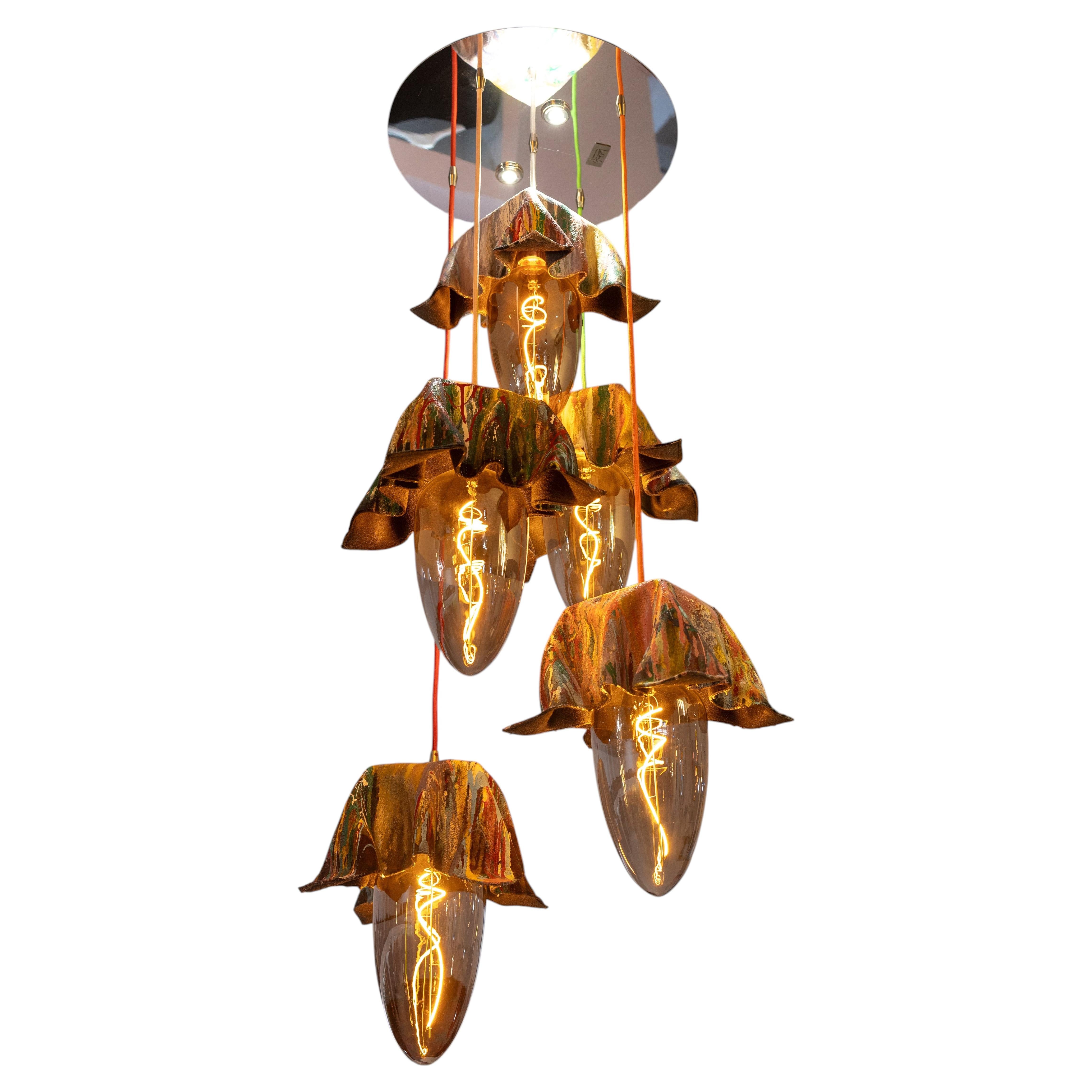 Progressive Sculptural Pendant Lamp designed and assembled in Italy by Dario