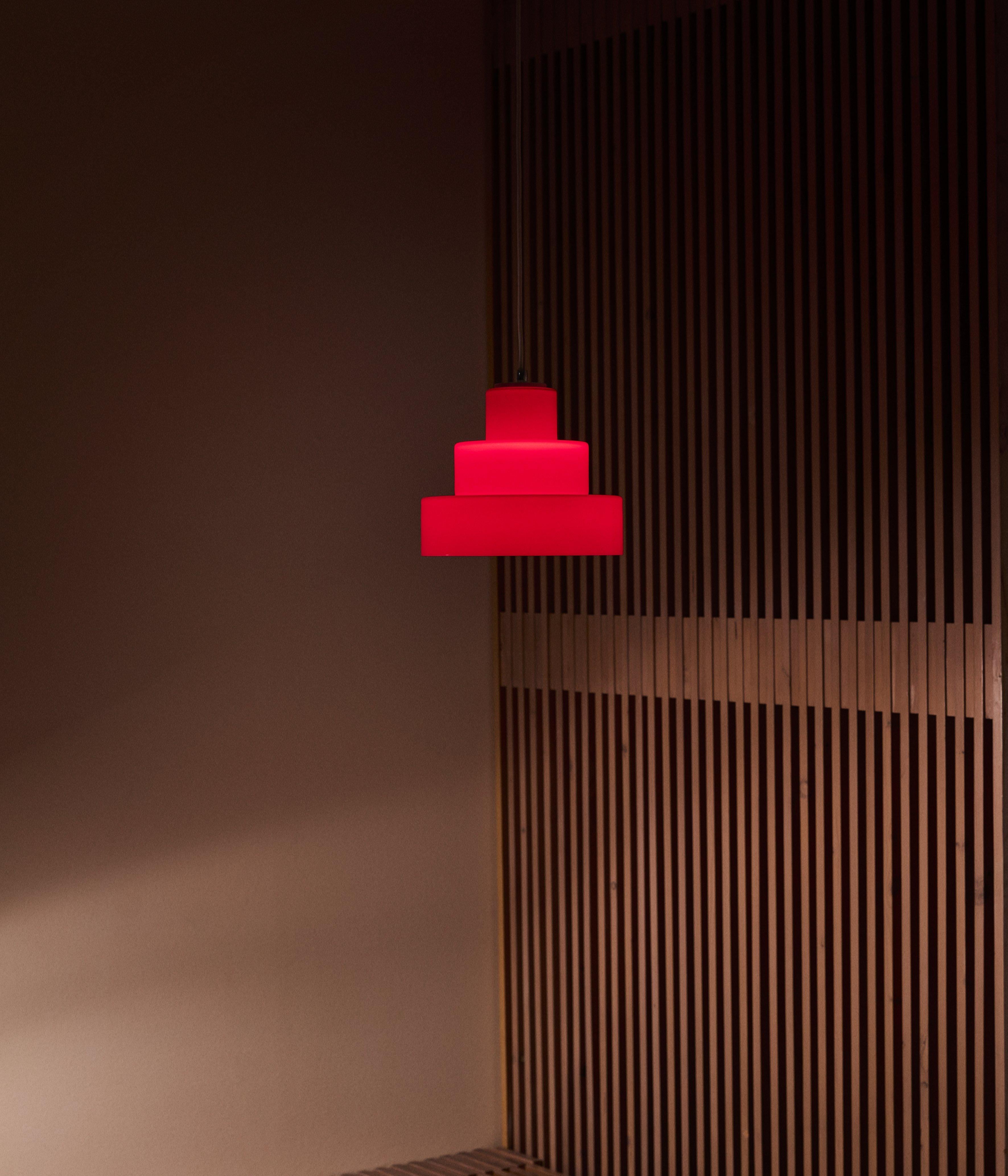 Lámpara colgante roja, diseño Carlo Nason para AV Mazzega, Italia en venta 1