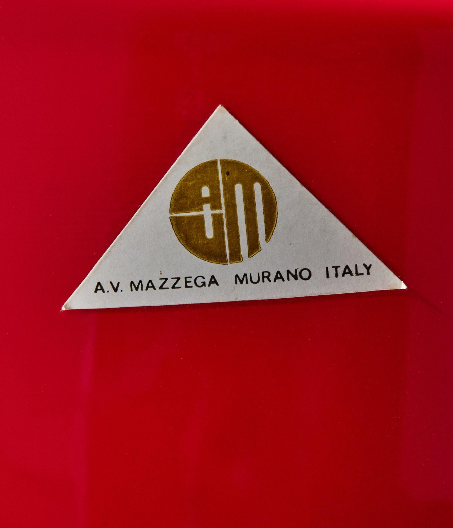 Lámpara colgante roja, diseño Carlo Nason para AV Mazzega, Italia en venta 2