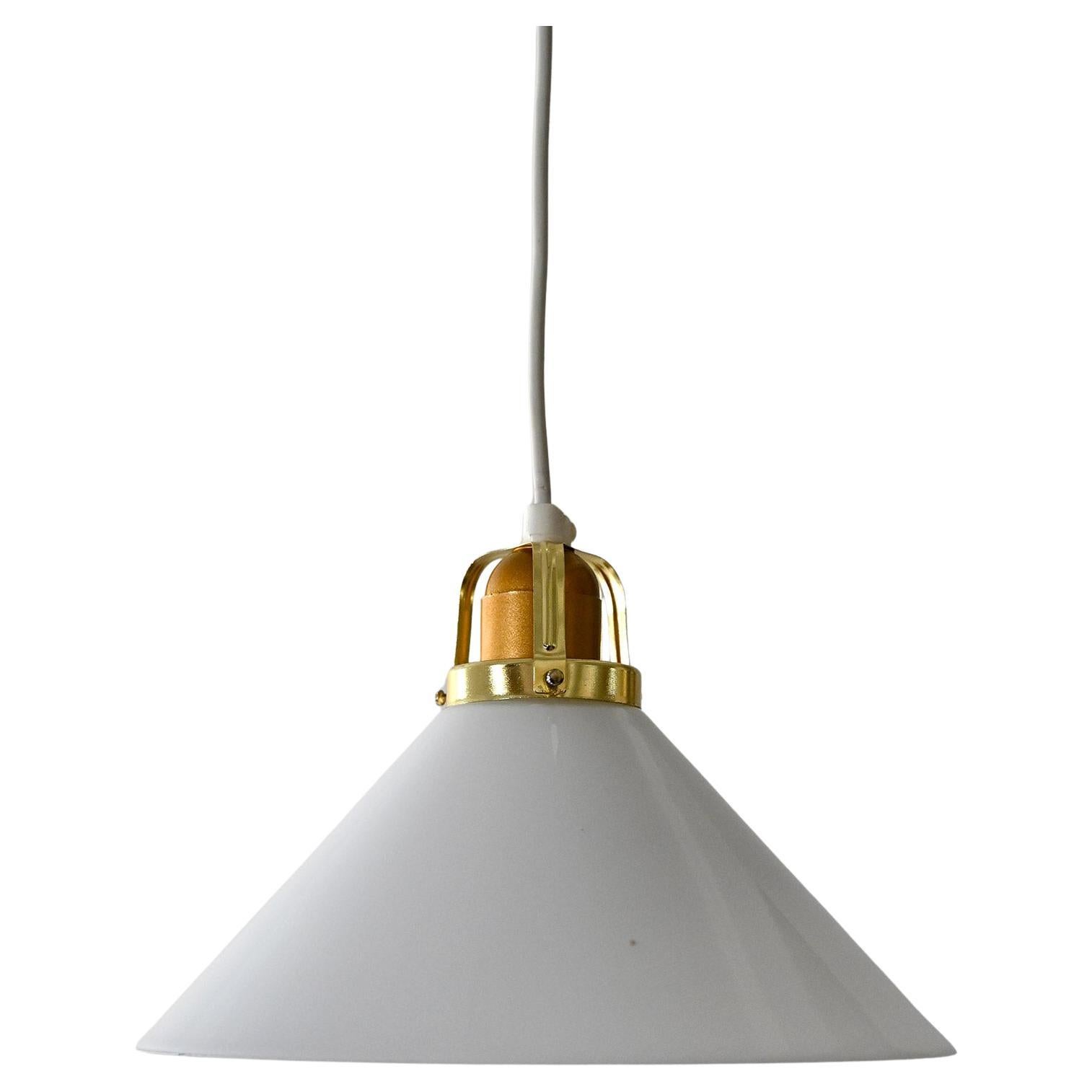 Scandinavian 1950s glass and brass pendant lamp