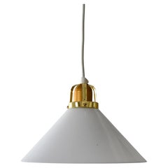 Scandinavian 1950s glass and brass pendant lamp
