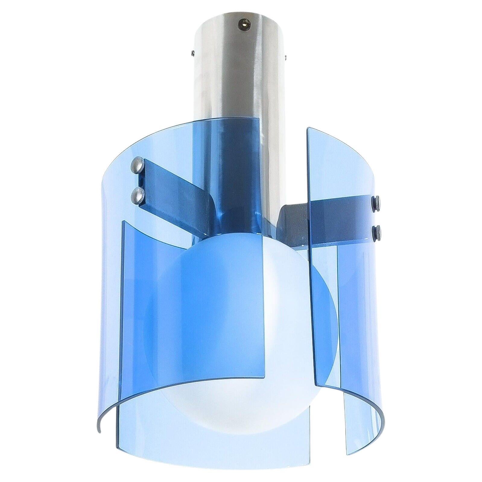 veca blue glass and opal glass globe pendant lamp 1970s