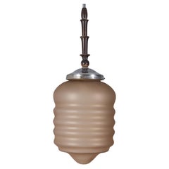 Lámpara colgante vintage años 50 de cristal rosa diseño italiano