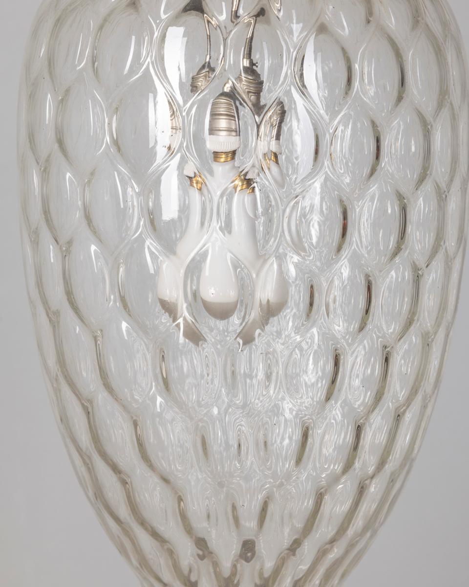 1960er Jahre vintage Hängeleuchte aus dekoriertem Glas Italienisches Design (Mid-20th Century) im Angebot