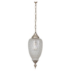 Lampe suspendue vintage des années 1960 en verre décoré Design italien