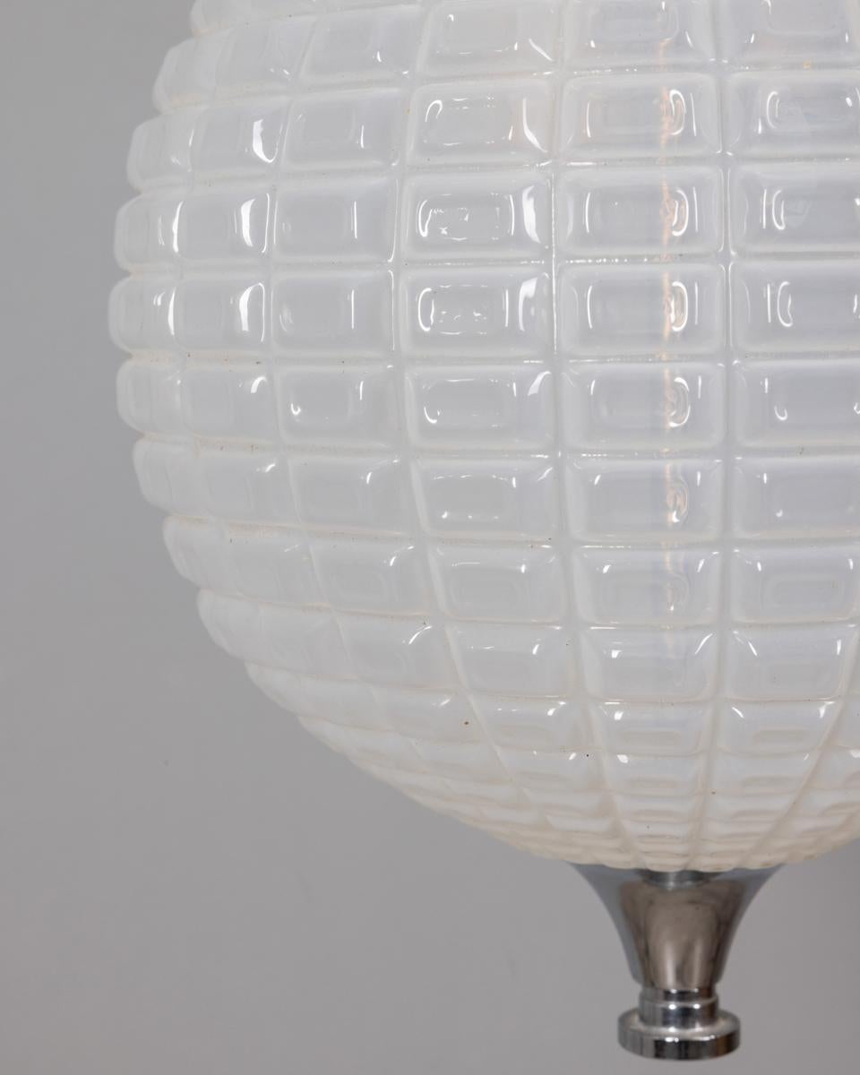 Metal Vintage 70s metal and glass pendant lamp Italian design For Sale
