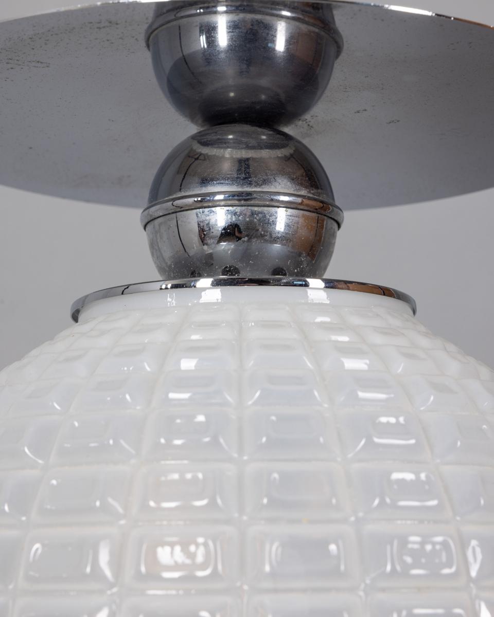 Vintage 70s metal and glass pendant lamp Italian design For Sale 1