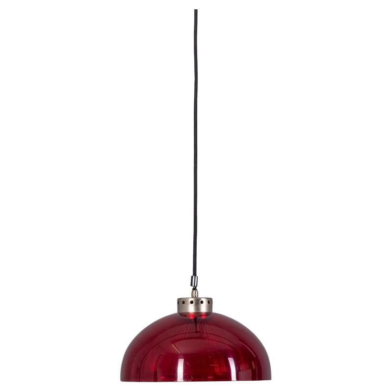Lampada a sospensione vintage anni
80 in plexiglass rosso, design Italiano