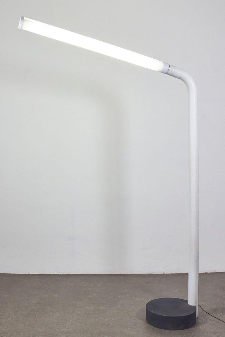 Metal White Boeri-style arc lamp, 1970s For Sale