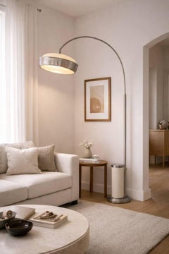 Italian 1970s monumental arc lamp StudioLuce steel molded.