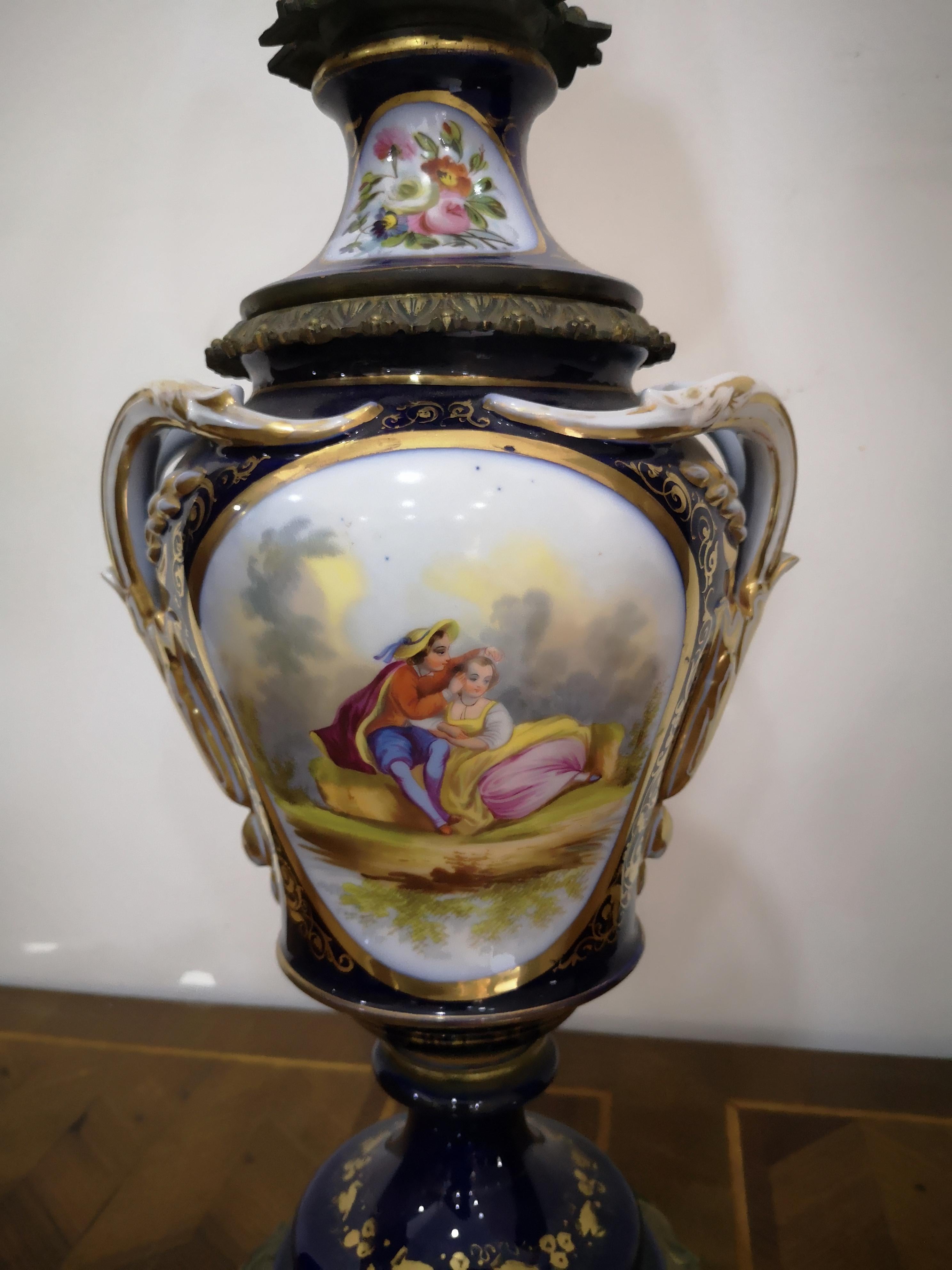 Lampada ad olio in porcellana di Sèvres, metà del XIX secolo in vendita 2
