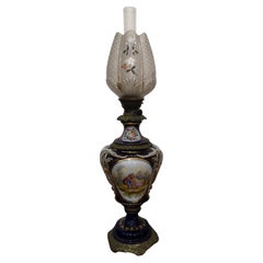 Sèvres porcelain oil lamp, mid-19th century