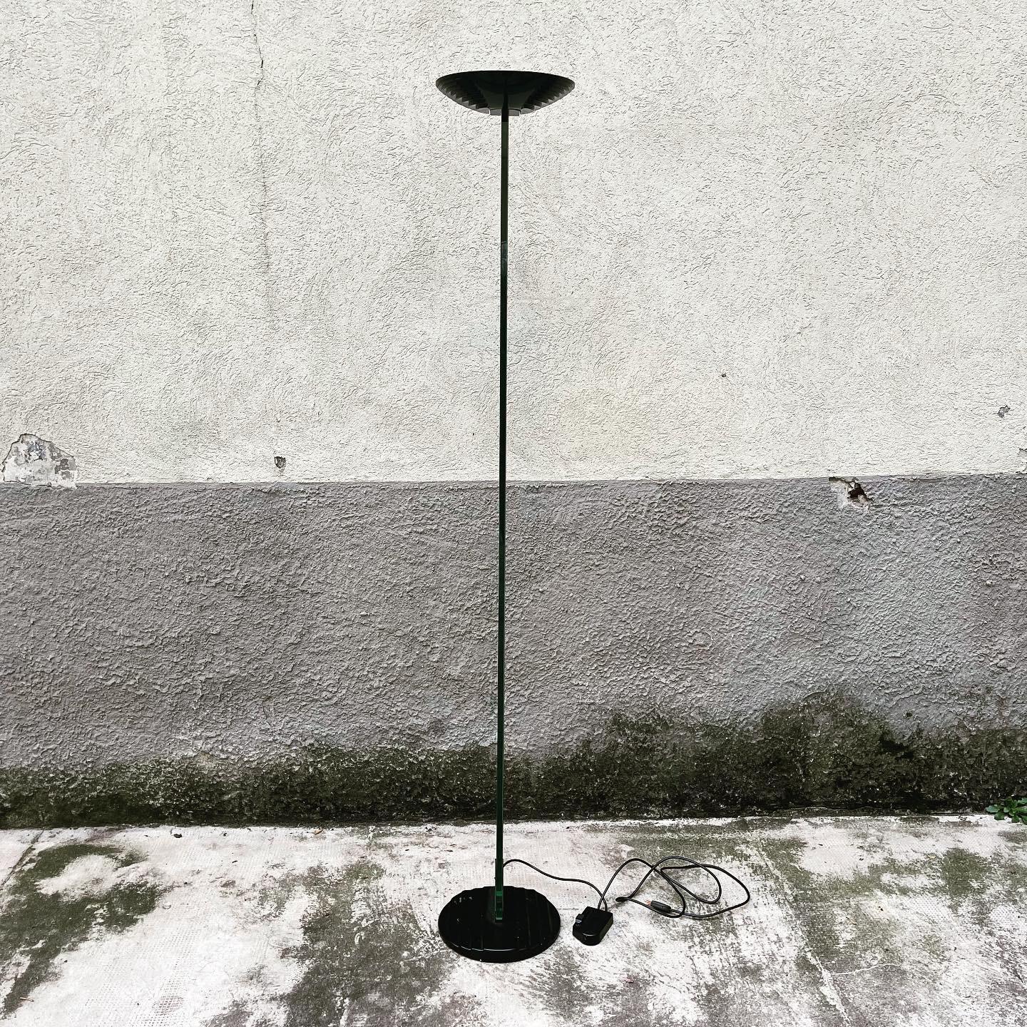 Modern Lampada Alogena da Terra con Grande Lastra di Vetro - Relco Italia - Anni '80 For Sale