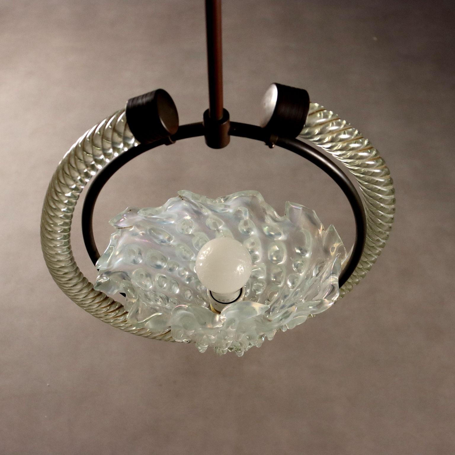 Lampada anni '40 in vetro di Murano in vendita 5