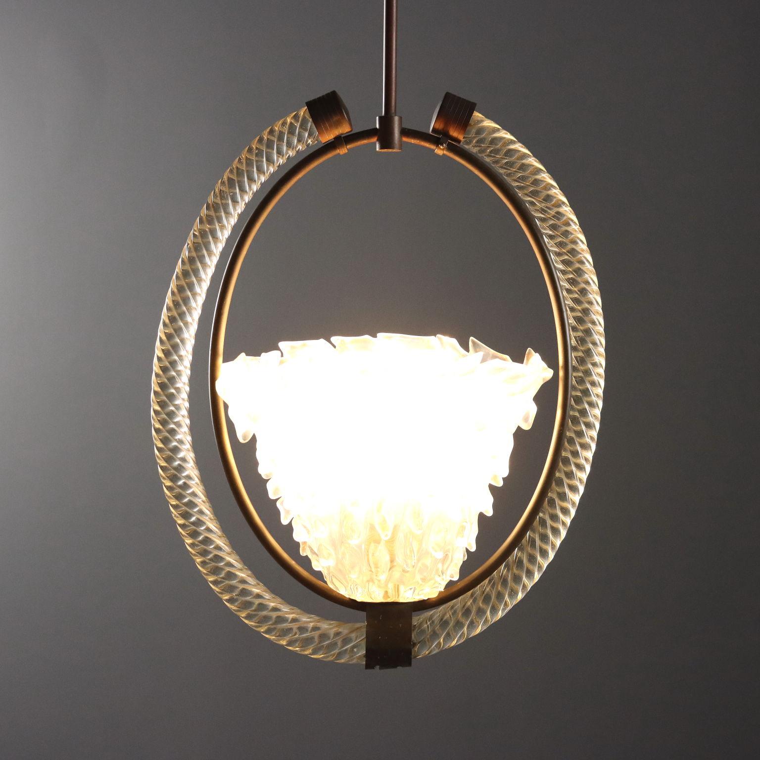 Lampada anni '40 in vetro di Murano In condizioni buone in vendita a Milano, IT