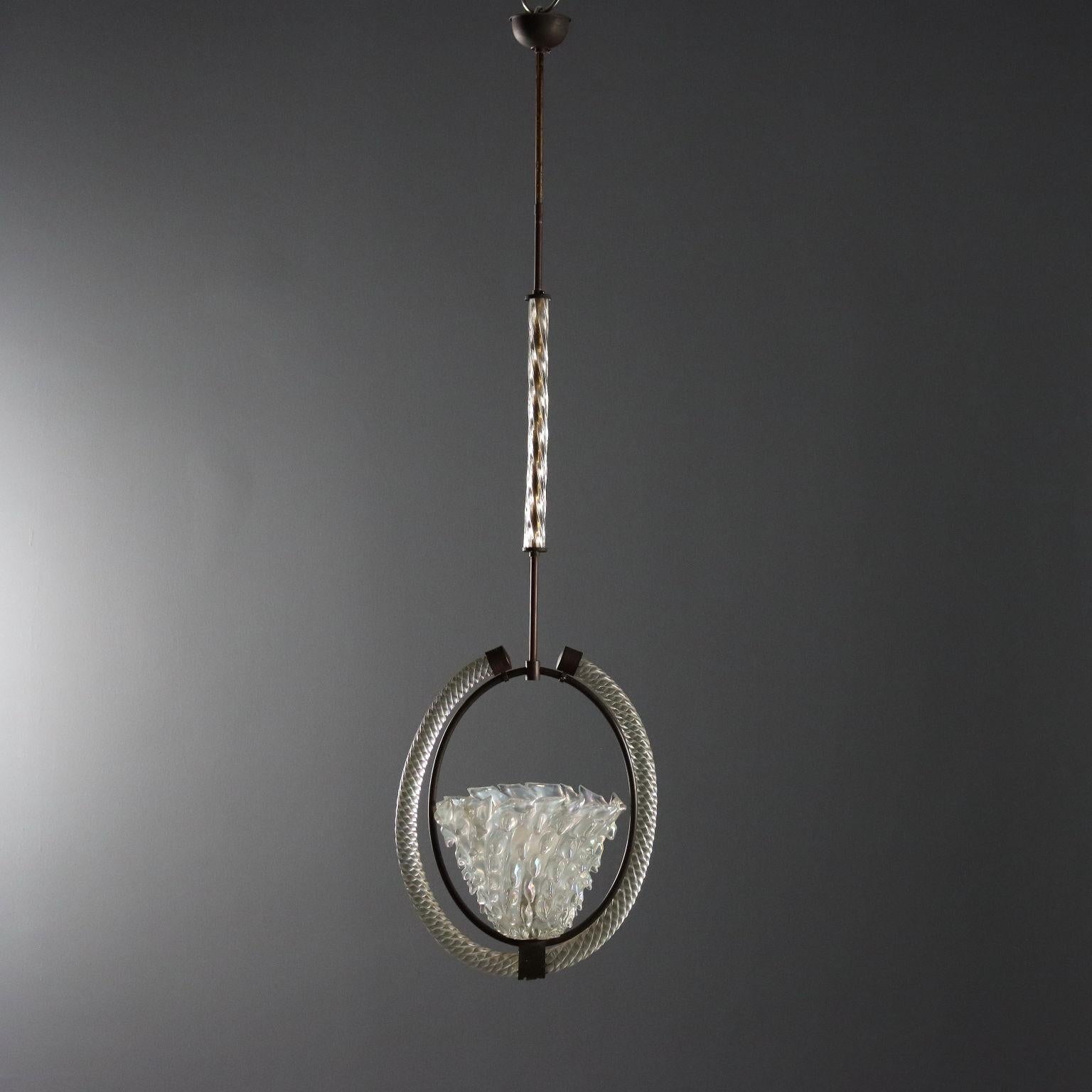 Vetro di Murano Lampada anni '40 in vetro di Murano in vendita