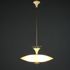 Vintage 1950s Mid-Century Modern Chandelier in Aluminum and Brass