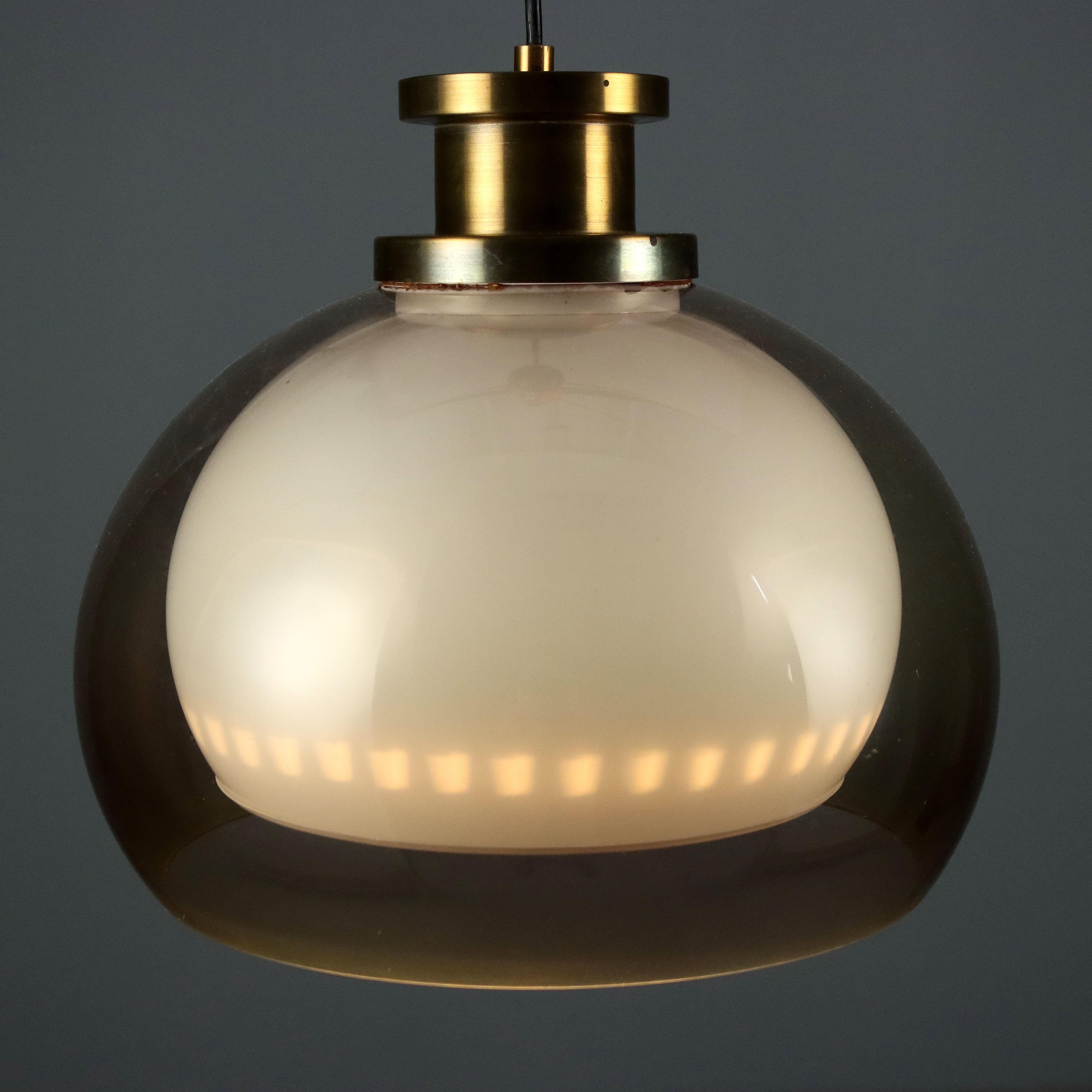 Italian Lampada Anni '60 Con Doppia Calotta in Metacrilato in vendita