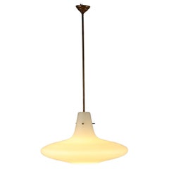 1960s lamp in white opaline glass and brass