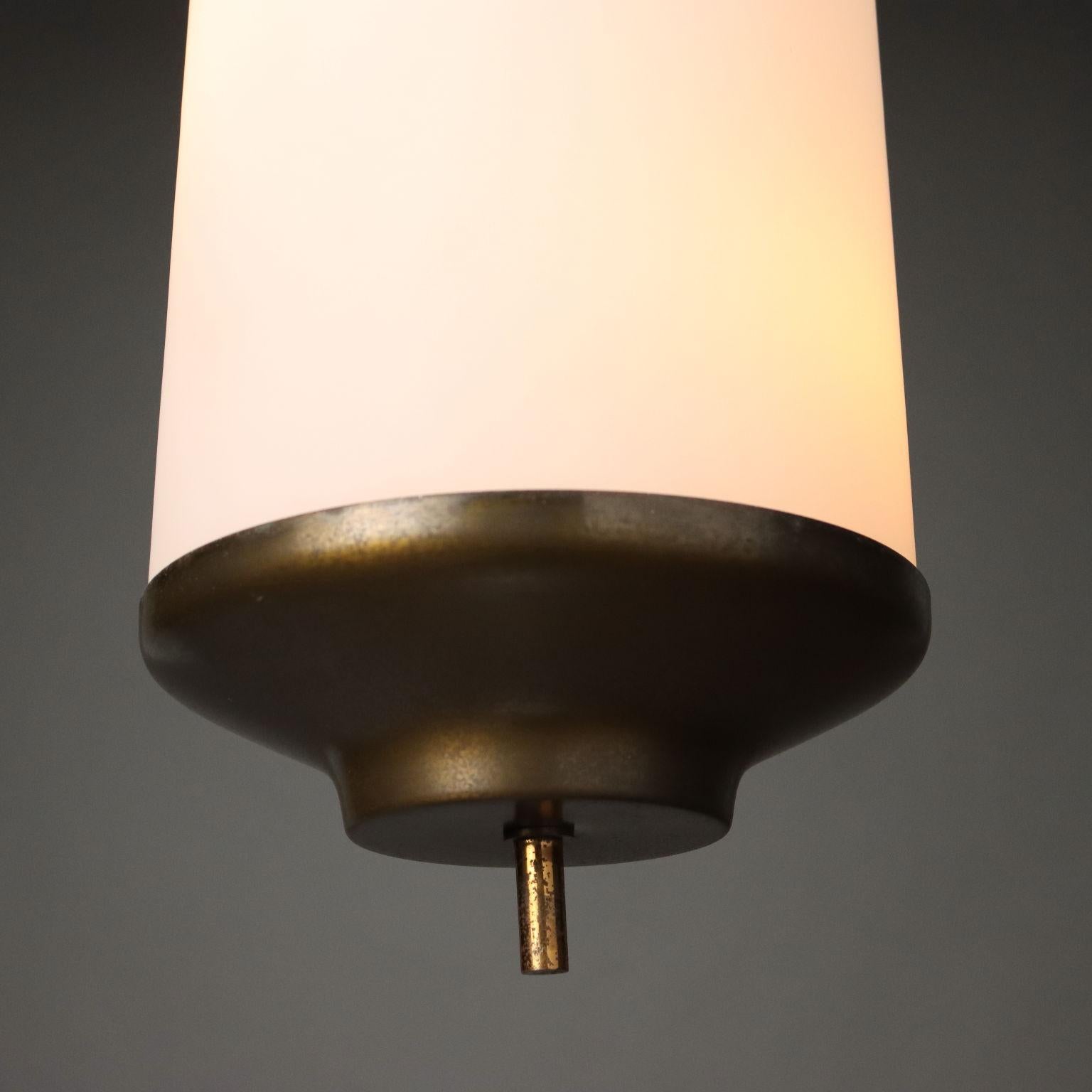 Lampada Anni 60 Produzione Lumi in ottone e vetro opalino In Good Condition In Milano, IT