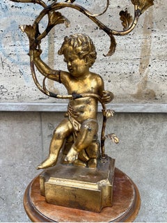 Lampada Antica con Putto Oro a tre luci ‘800