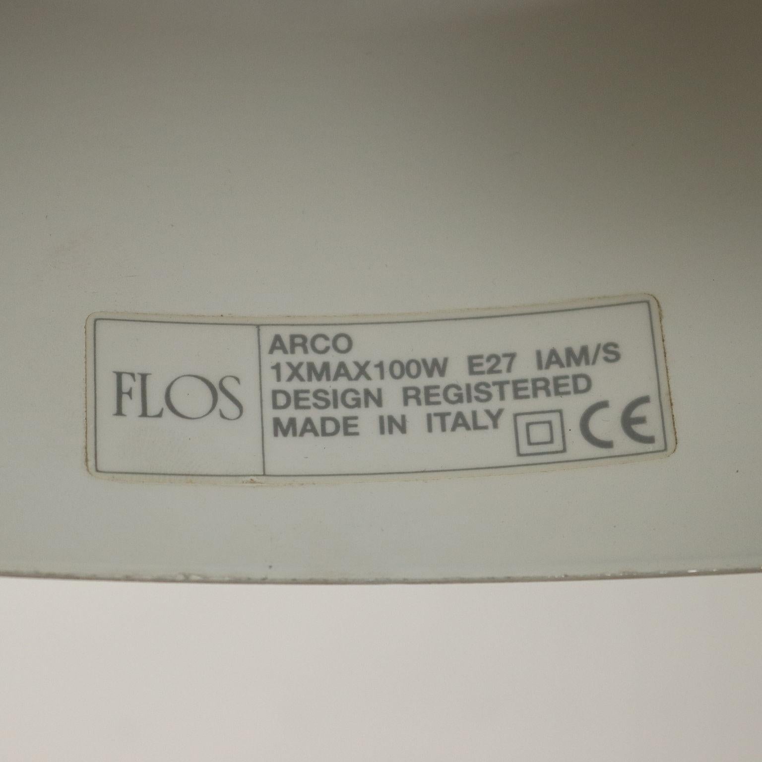 Aluminum Arco lamp by Achille and Pier Giacomo Castiglioni for Flos Anni 80