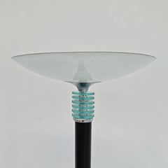 French Art Deco 1920s vintage torchière floor lamp satin glass met