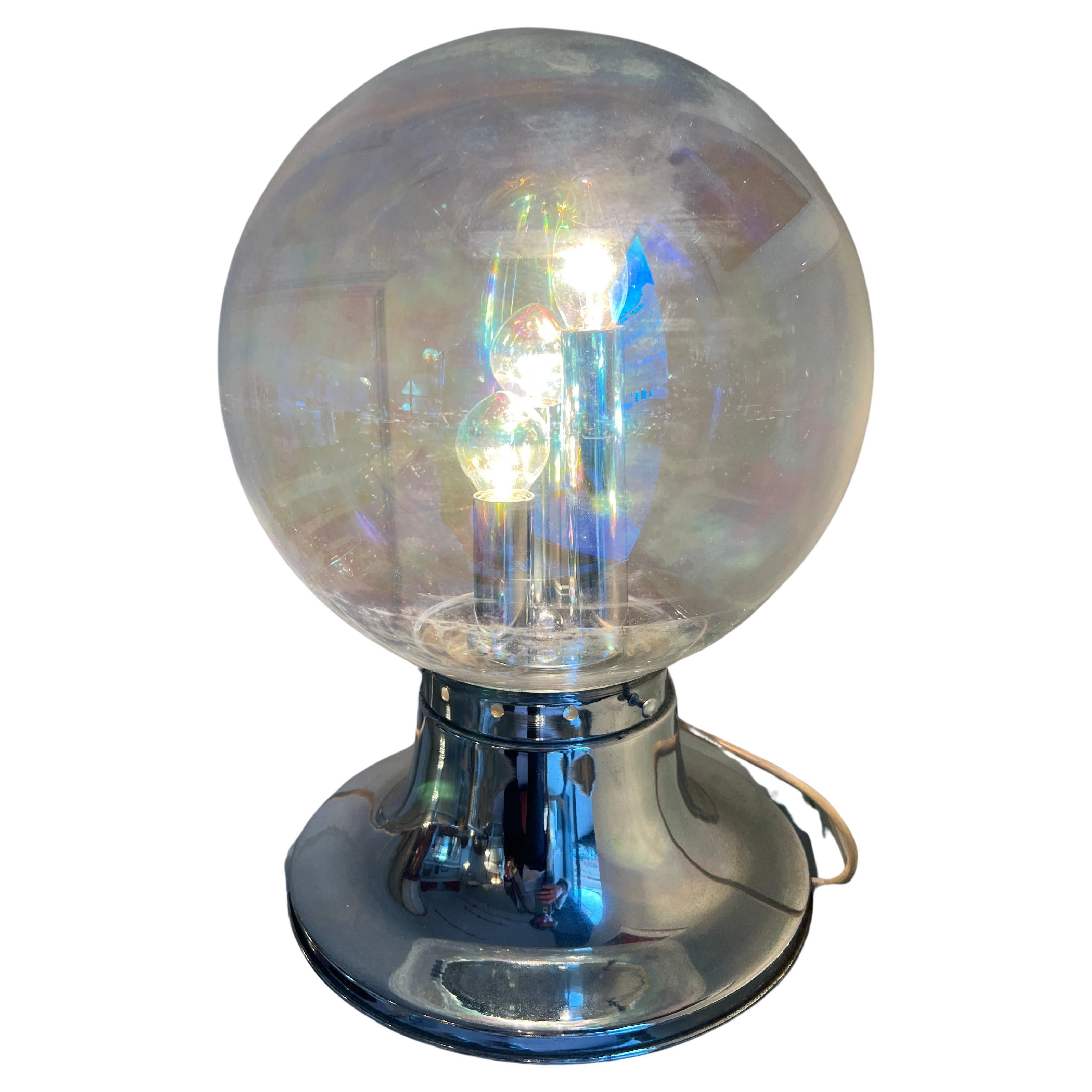 Soap bubble lamp with steel base 