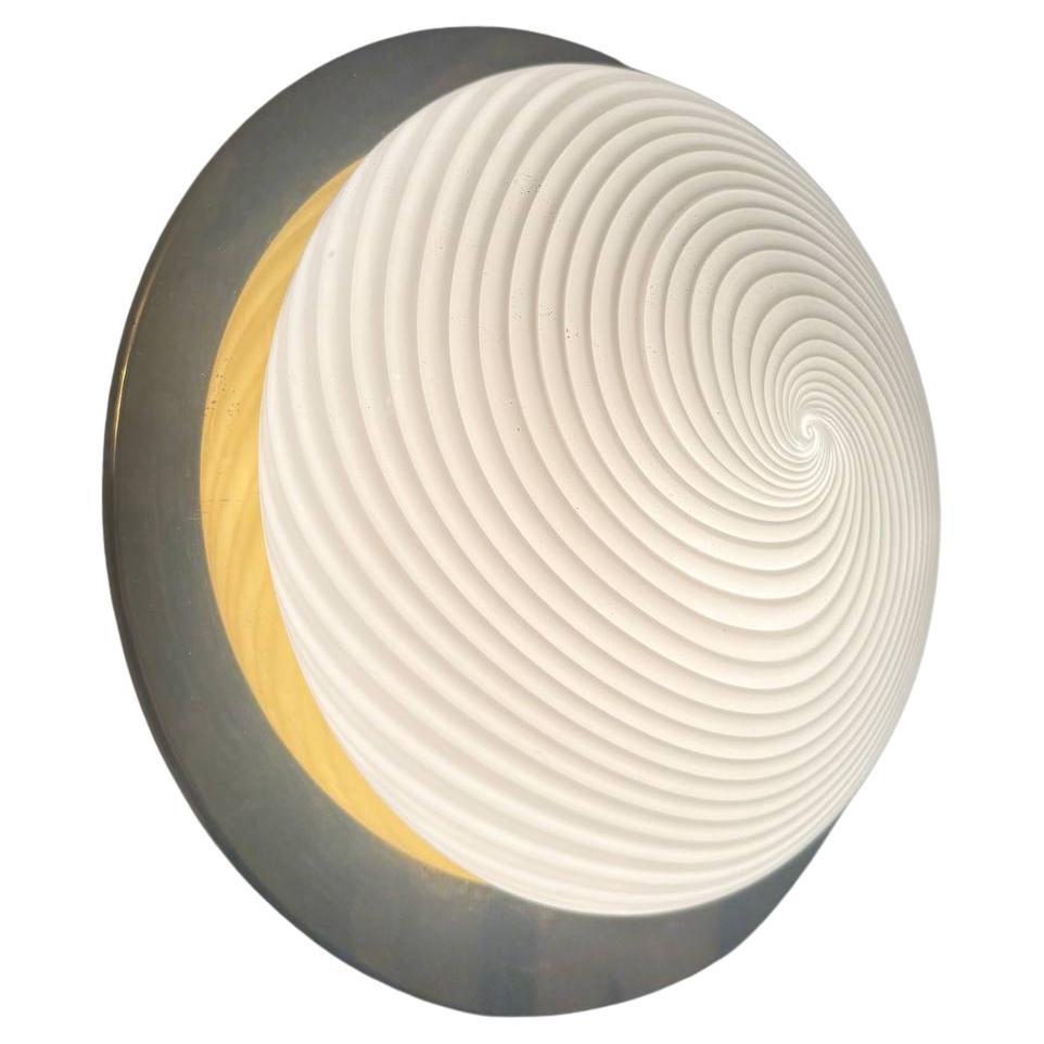 Murano Glass Wall Lamp by Paolo Venini, White Spiral Design, 1970