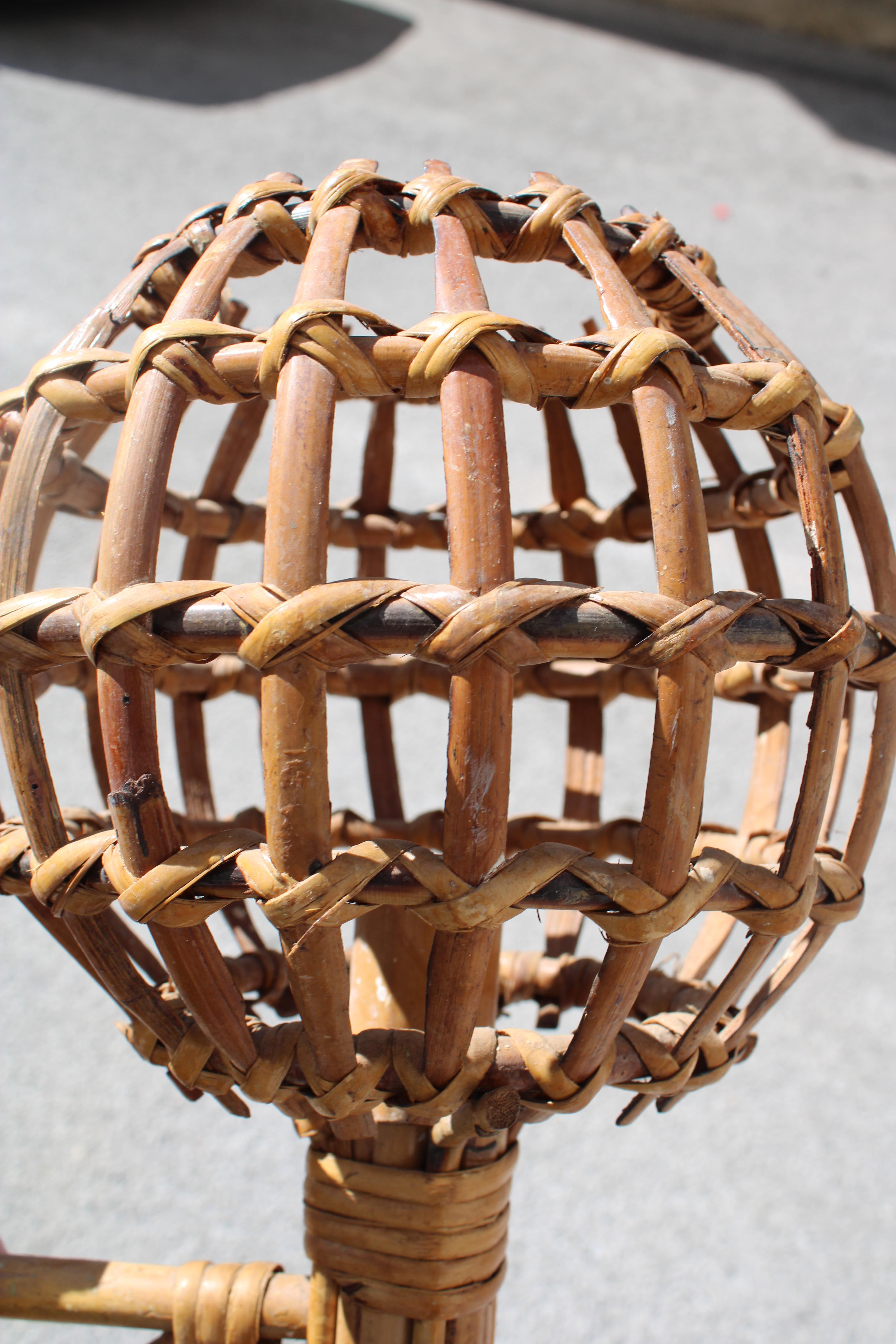 Mid-20th Century Italy Mid-century design 1950s woven bamboo wall lamp For Sale
