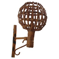 Italien Design aus der Mitte des Jahrhunderts 1950er Jahre gewebte Bambuswandlampe