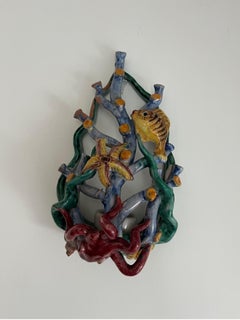 Lampada da parete Ceramica di Vietri decorata a mano 1960