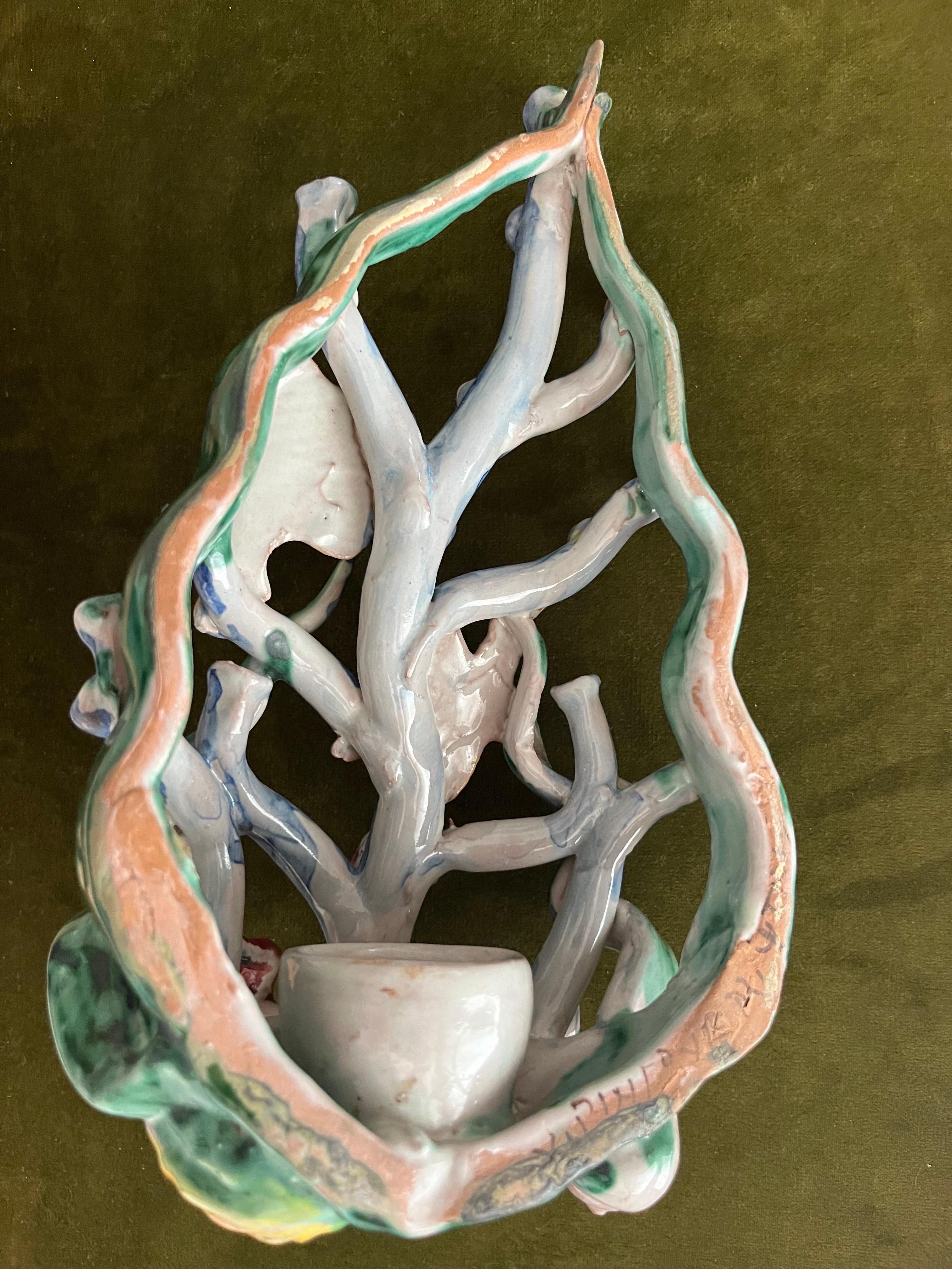 Lampada da parete Ceramica di Vietri decorata a mano 1960 For Sale 1