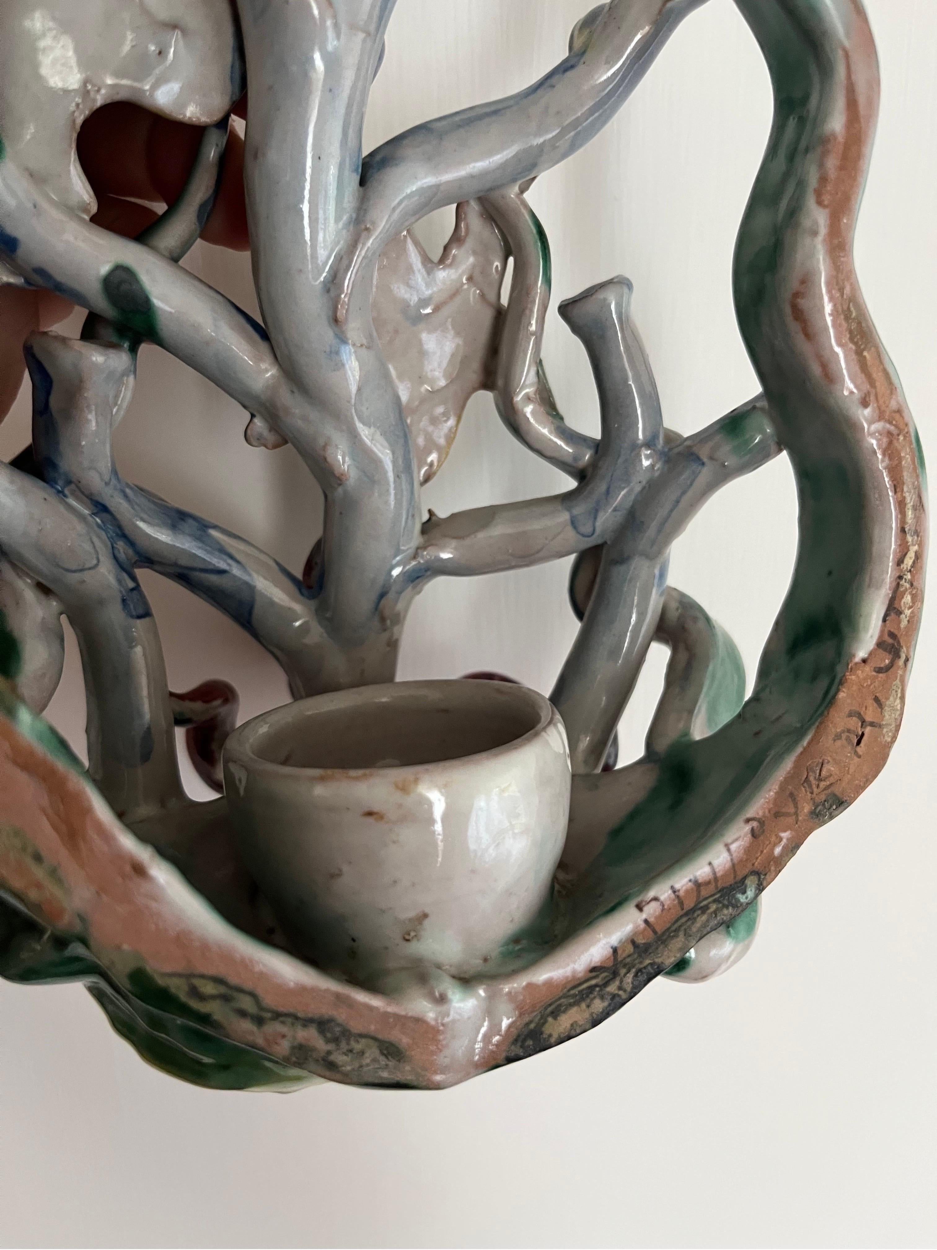 Lampada da parete Ceramica di Vietri decorata a mano 1960 For Sale 4