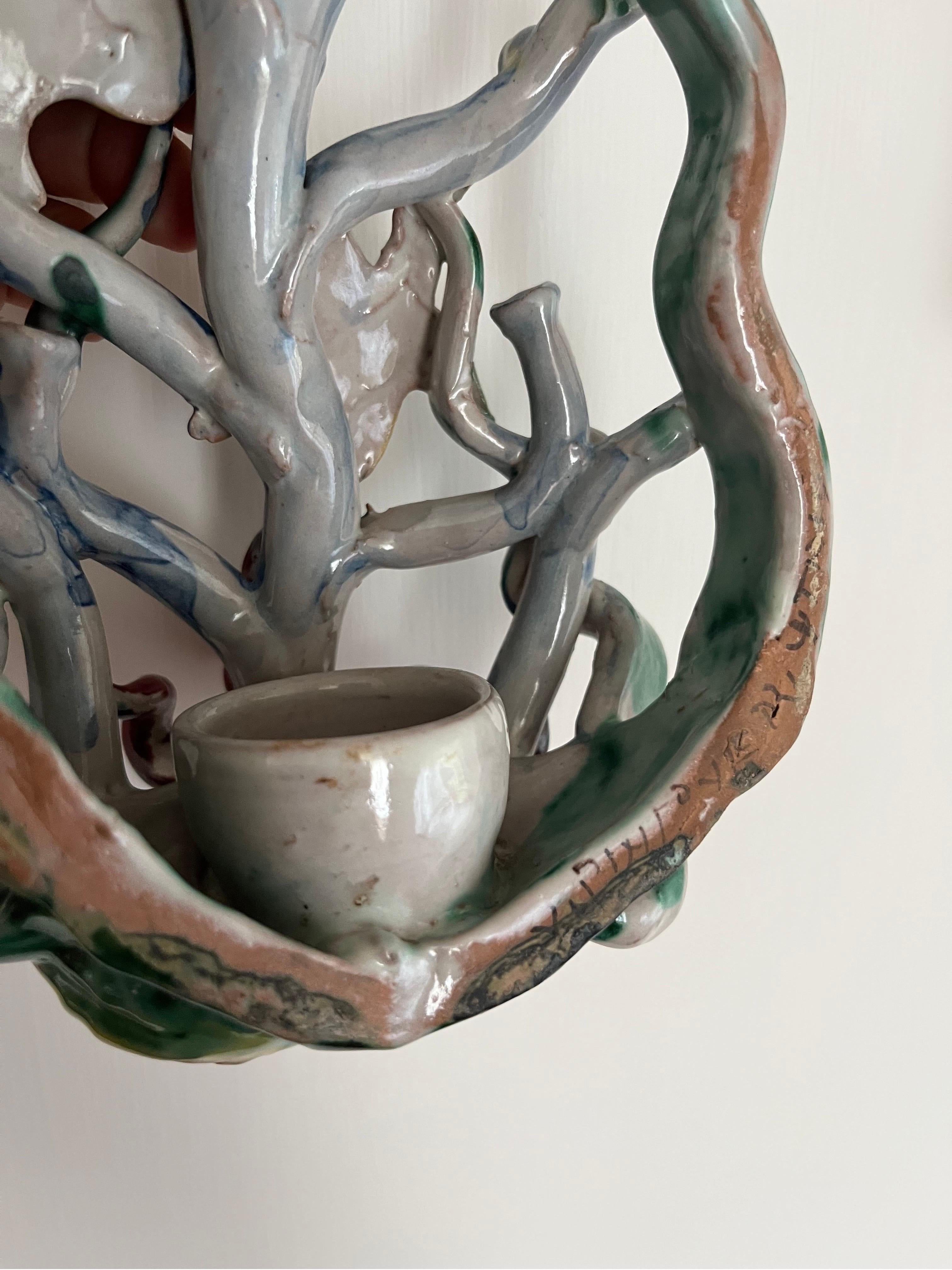 Lampada da parete Ceramica di Vietri decorata a mano 1960 For Sale 5