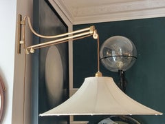 Lampada da Parete con Sistema Saliscendi e Paralume in Tessuto, Italia 1950s