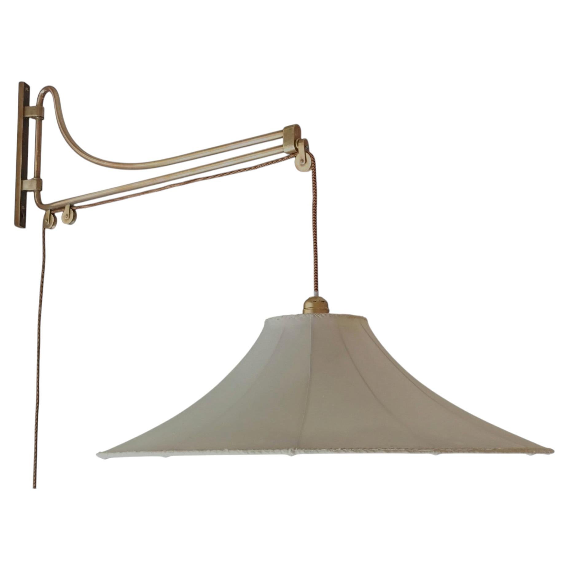 Wall Lamp with Upright System and Fabric Lampshade, Italy 1950s