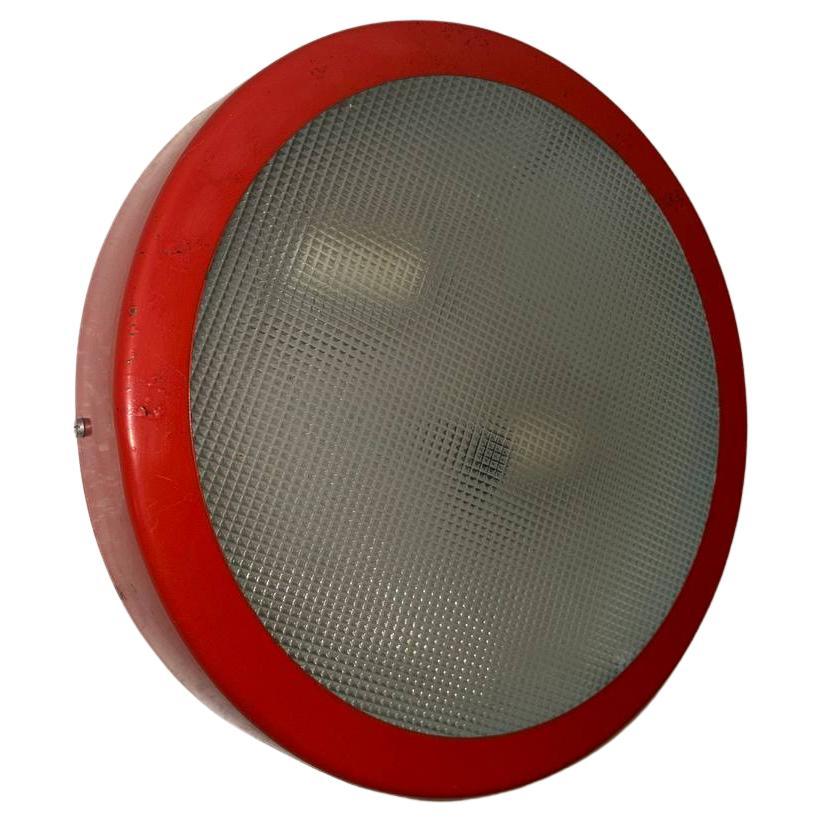 BBPR arteluce group wall lamp in red metal and frosted glass Italy