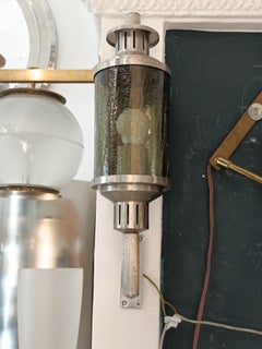 "Lanterna" Wall Lamp in Green Cathedral Glass and Metal, Italy, 1960s