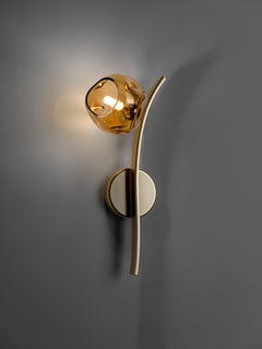 Wandleuchte Natur mattgold mit geräuchertem Muranoglas