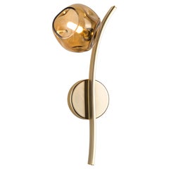 Wandleuchte Natur mattgold mit geräuchertem Muranoglas