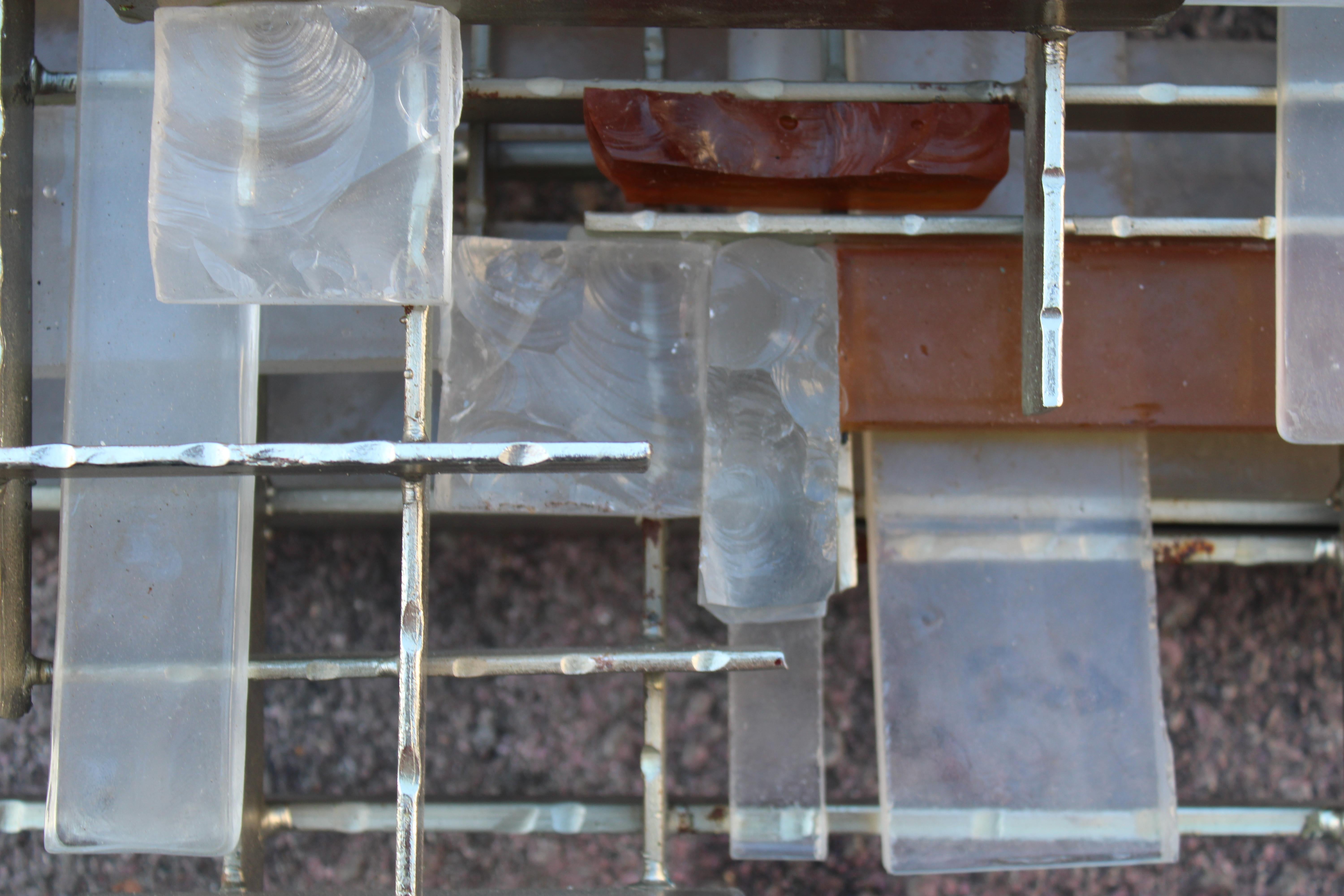 Poliarte Brutalista Minimalista Italia años 60 Murano y Metal Lámpara de Pared en venta 4