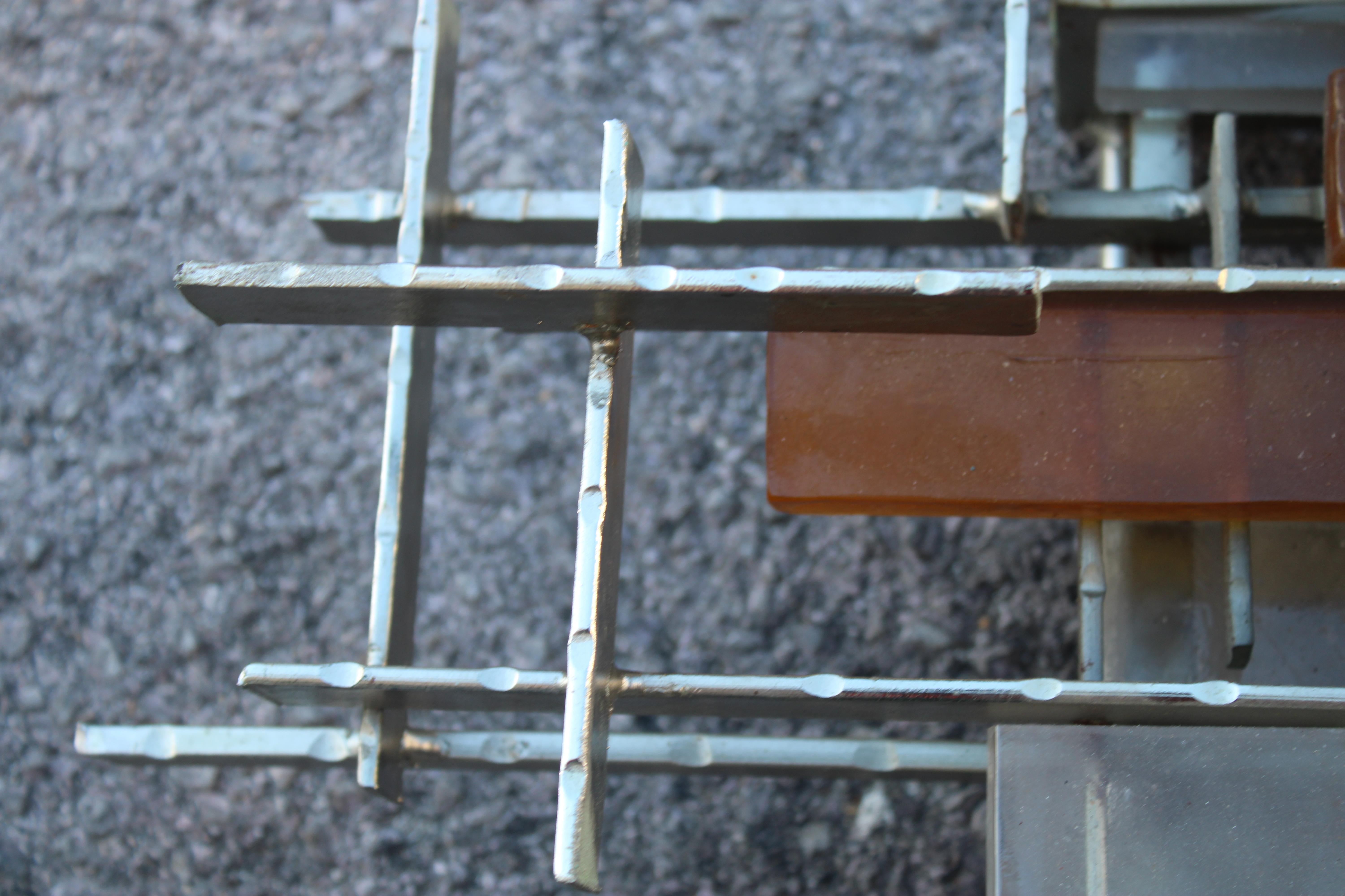 Poliarte Brutalista Minimalista Italia años 60 Murano y Metal Lámpara de Pared en venta 6