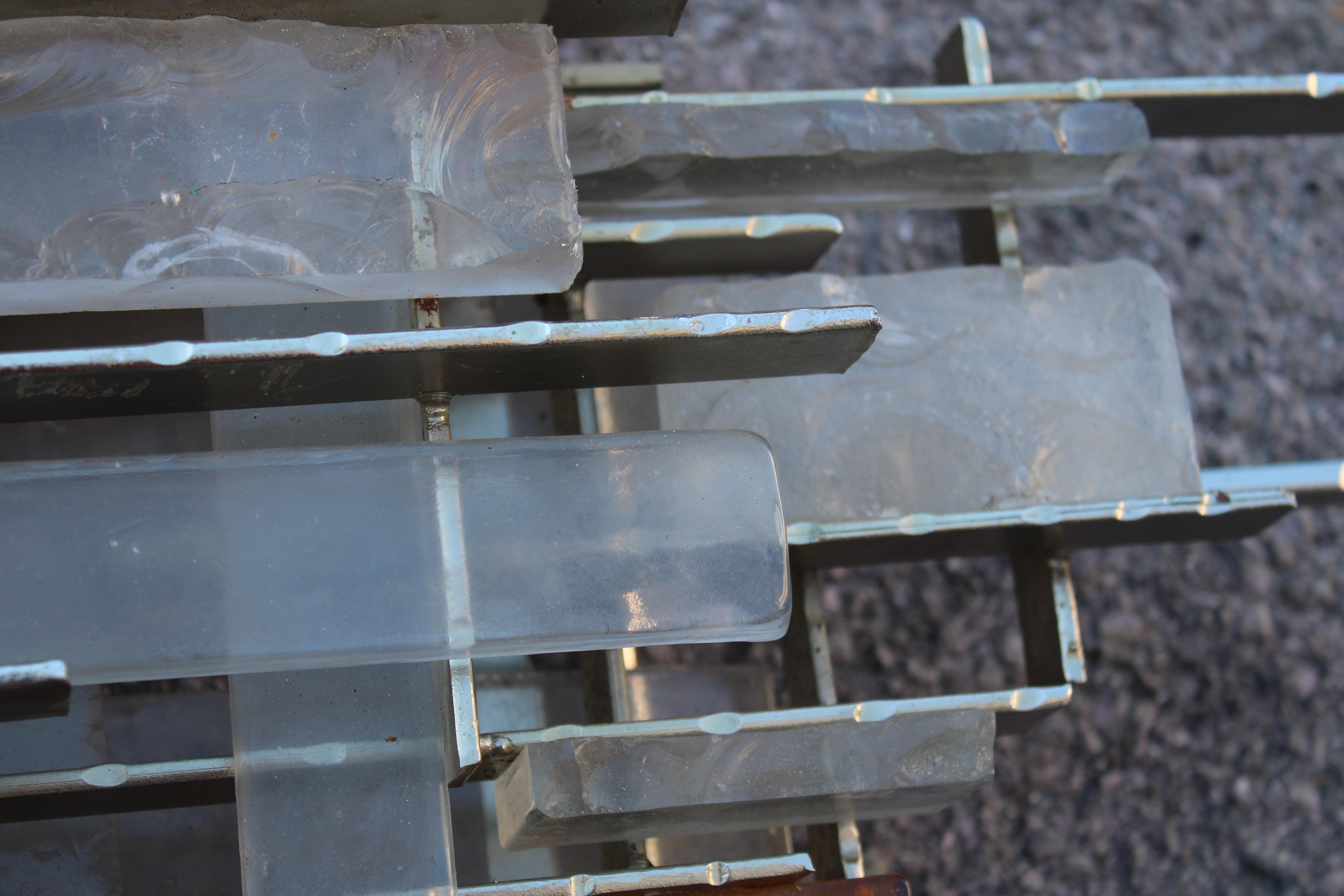 Poliarte Brutalista Minimalista Italia años 60 Murano y Metal Lámpara de Pared en venta 7