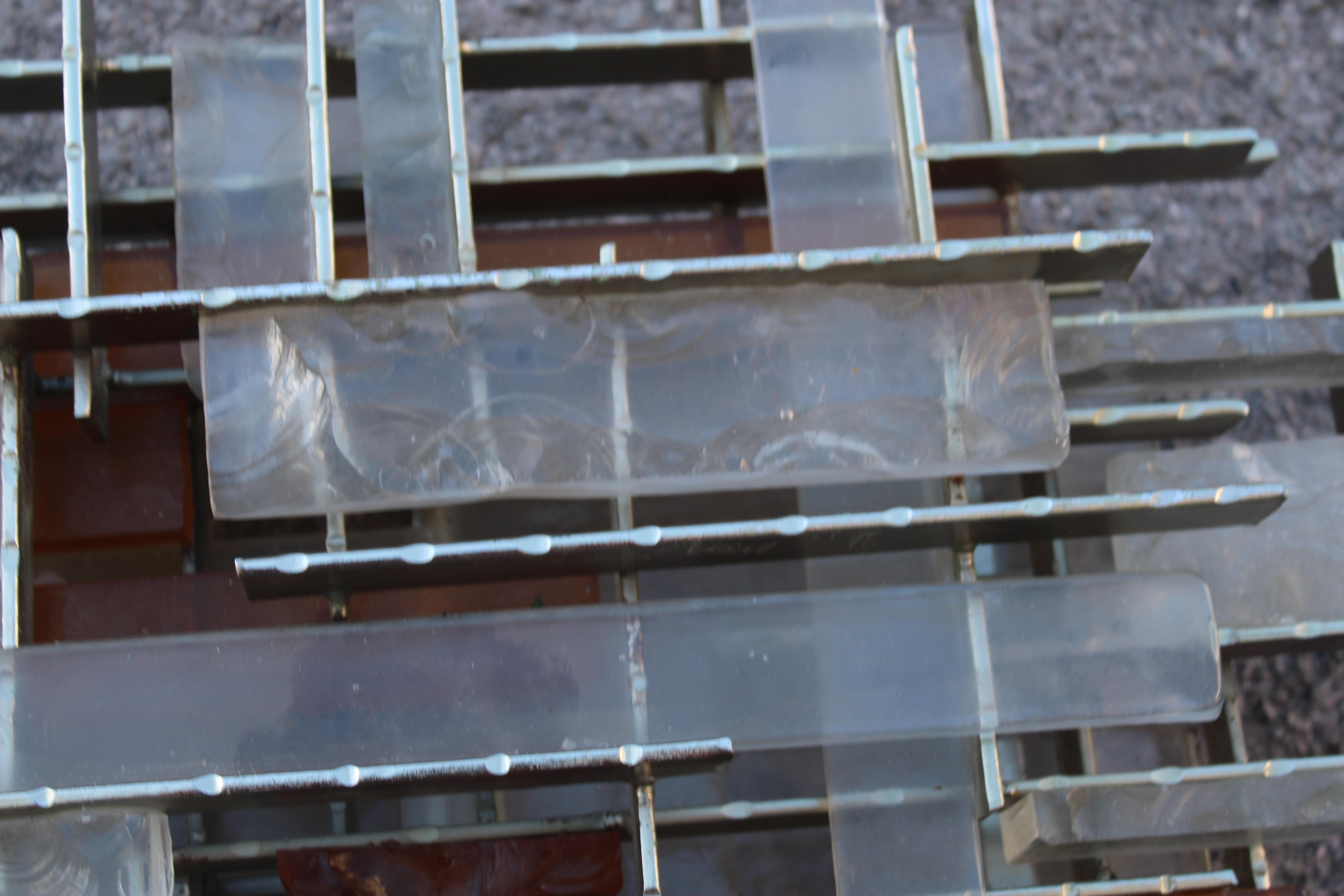 Poliarte Brutalista Minimalista Italia años 60 Murano y Metal Lámpara de Pared en venta 8