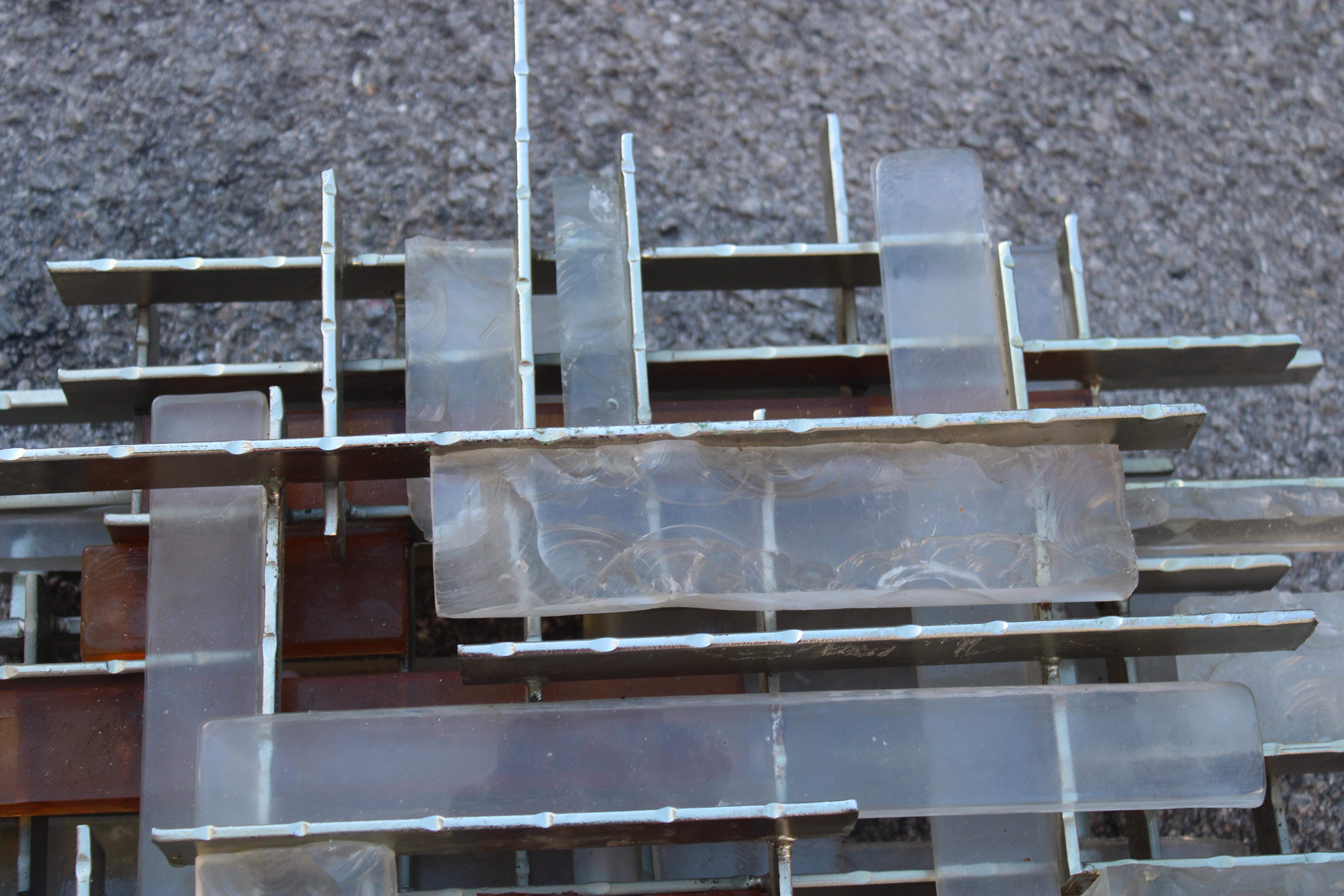 Poliarte Brutalista Minimalista Italia años 60 Murano y Metal Lámpara de Pared Moderno de mediados de siglo en venta