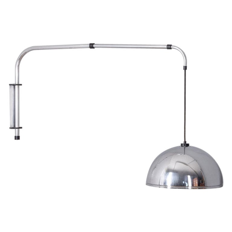 Lampada da parete regolabile vintage anni 70 metallo cromato design Italiano
